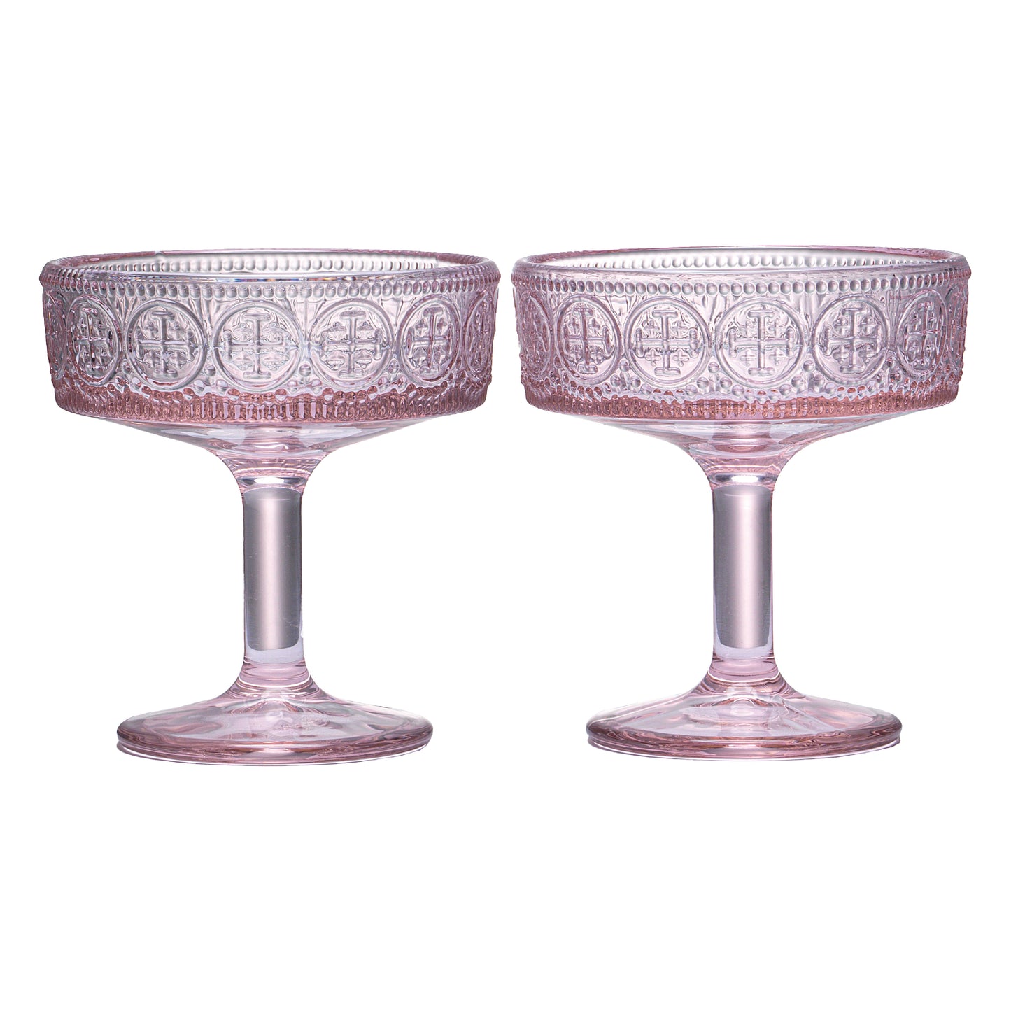 Código 1530 Vintage Coupe Glass - Pink, Set of 2