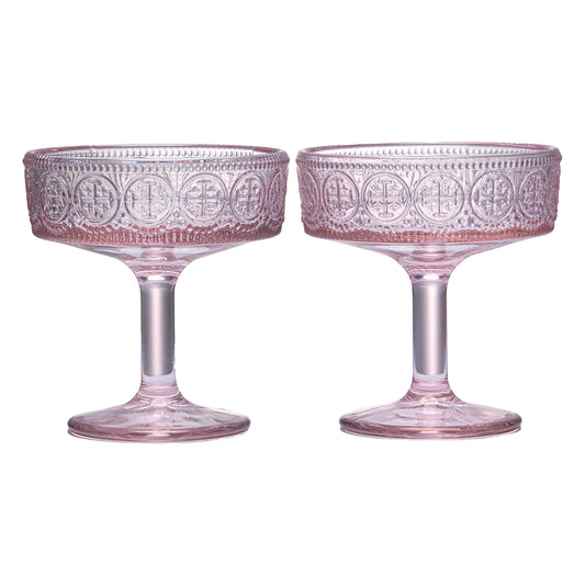 Código 1530 Vintage Coupe Glass - Pink, Set of 2