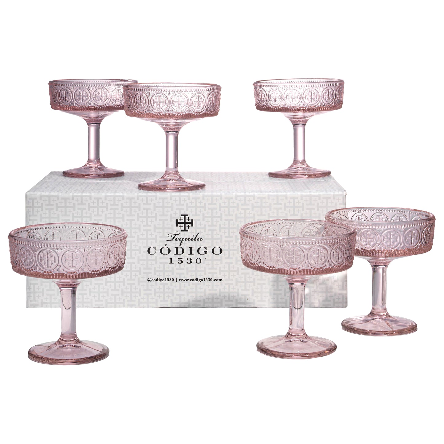 Código 1530 Vintage Coupe Glass - Pink, Set of 6
